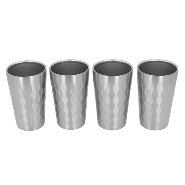 4 st 350ml Utomhus Camping Portabel 304 Rostfritt Stål Vattenmugg Set Stapelbar Resemugg