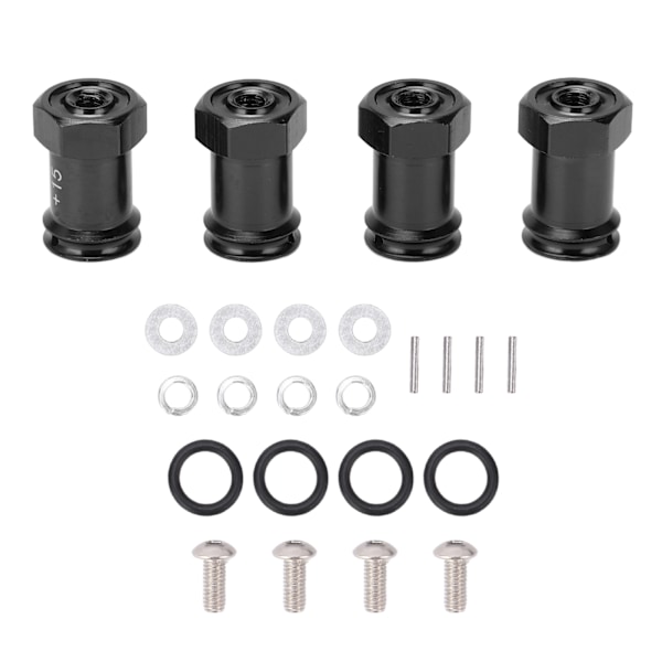 4 stk. 12 mm RC Aluminium Hjul Hex Hub 15 mm Offset Forlænger Hex Drev Adapter Kobling til TRAXXAS MINI E REVO 1/16 RC Bil Sort