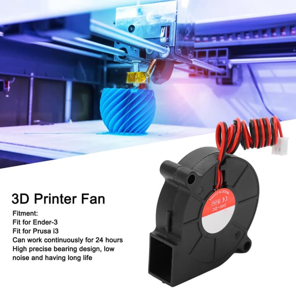 Støjsvag køleventilator til Ender‑3 3D-printer - 2 stk, 50x50x15mm, DC24V