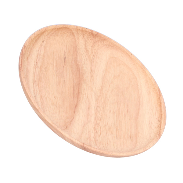 Rund serveringsbrett i gummitre for middag, te, frukt, snacks og matlagring, 20 cm