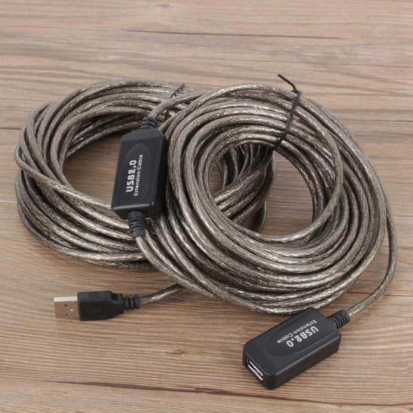 20M USB 2.0 Type A Han til Hun Forlænger Kabelledning Sort