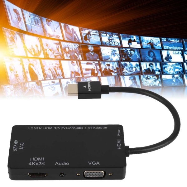 CableDeconn HDMI–DVI 4K/VGA/HDMI 4K/Audio 4-in-1 -sovitinmuunninkaapeli PC:lle/puhelimelle