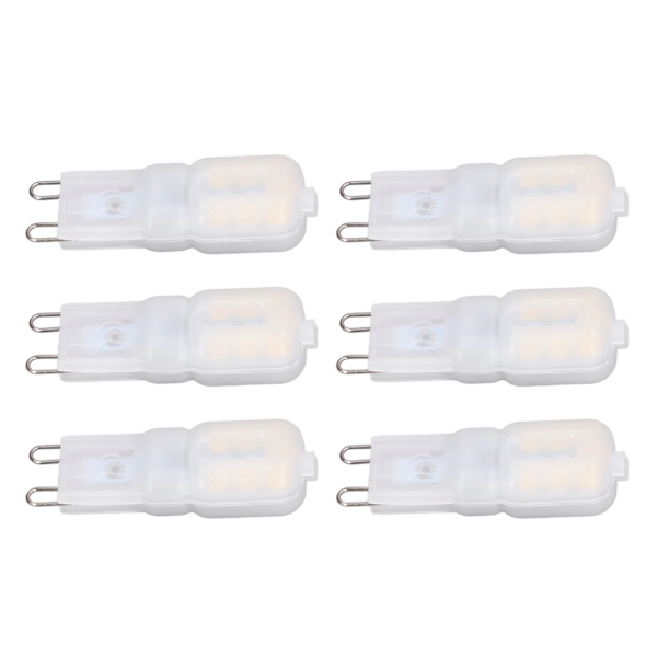 6 stk G9 LED-pærer Dimbar 3W Energisparende 360 Graders Pære til Taklamper og Pendellamper Naturlig Hvit 220-240V