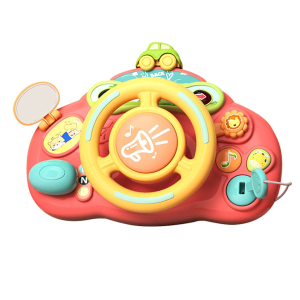 Simulation Steering Wheel Toy Interactive Educational Cute Ideal Gift Car Driving Steering Wheel Toy for Boys Girls Pink