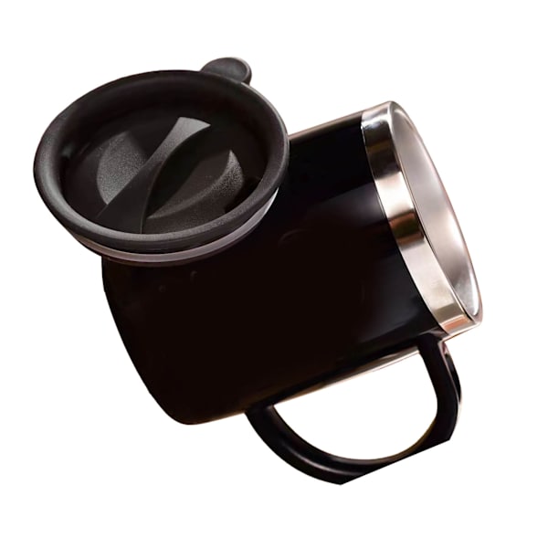 304 Rostfritt stål Kaffe Mugg med Lock Söt Droppresistent Drickmugg för Kontor Hem Svart 420ml