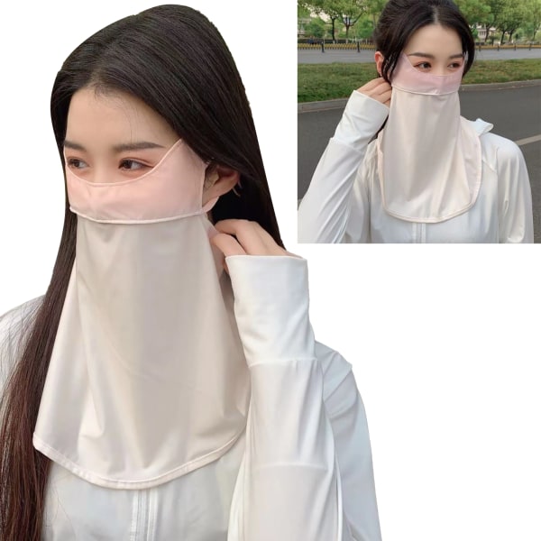 Face Neck Flap Cover Ice Floss UV Solbeskyttelse Pustende Face Neck Veil for Summer Pink