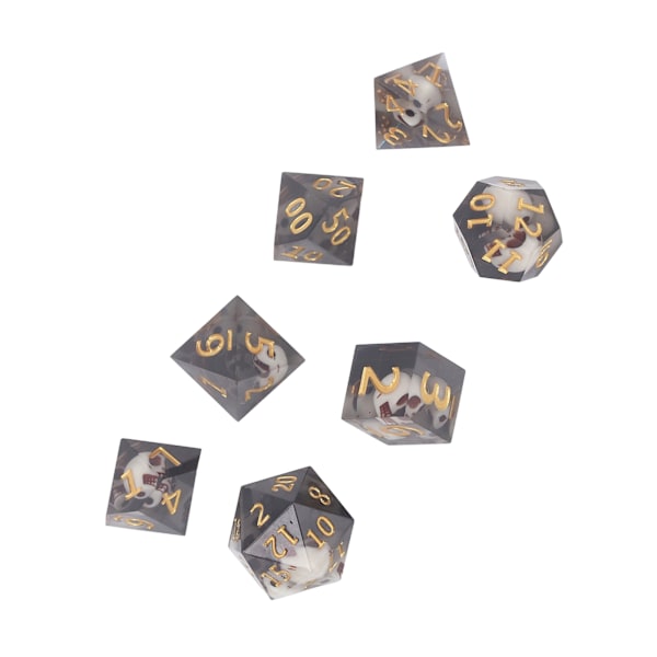 Polyhedral terningesæt rollespil epoxyharpiks gennemsigtig kraniet terning til matematikundervisning brætspil
