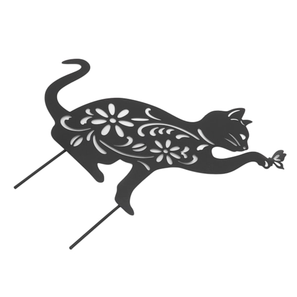 Svart kattstatyett söt svart katt levande utseende ihålig design hållbar metall svart katt dekor för hem trädgård trädgård