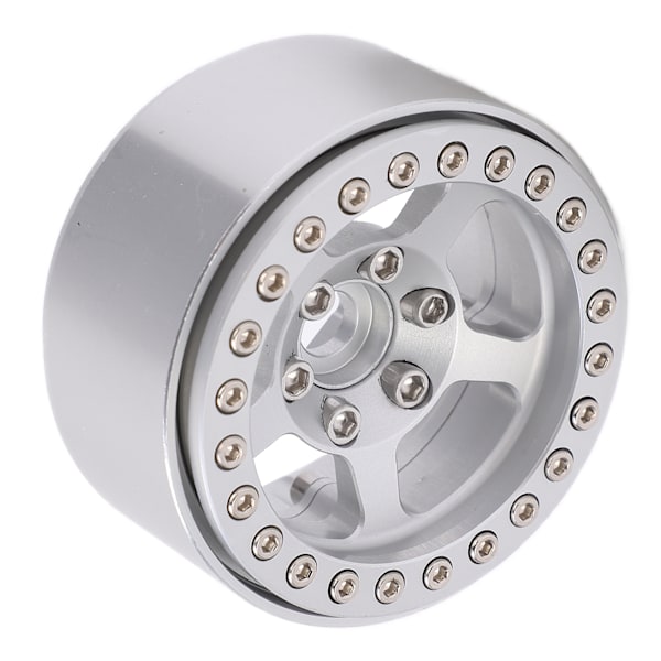1.9 Tum Beadlock Hjul Aluminiumlegering 5 Håls Silverfälgar Icke-Färgande Lås Däck RC Hjul Fälgar Hjulnav Silver