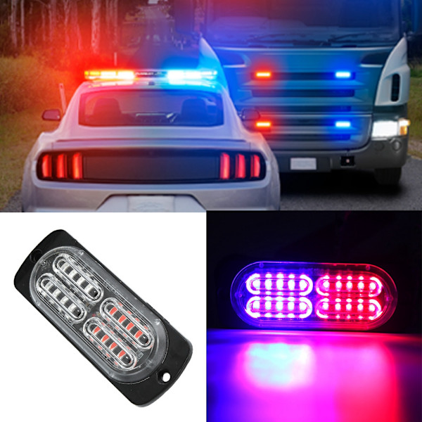 Ultratynn Strobelampe Universal Advarselslampe 9~30V Varebil Bil IP66 Blinkende Nødlys (Tilfeldig)