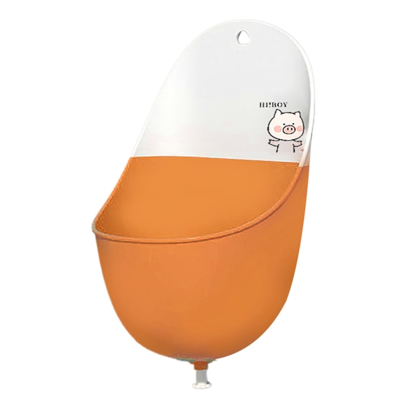 Baby Potta Lätt Bärbar Hopvikbar Praktisk Kapacitet PP TPR Cartoon Style Potträning Potta för Pojkar Orange Gris (med Krokar Vattenproppar)