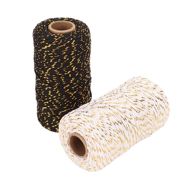 2 rullar Twine String Safe 0,08in 109yd Bomull Multi färger Bakersgarn för inslagning och dekoration