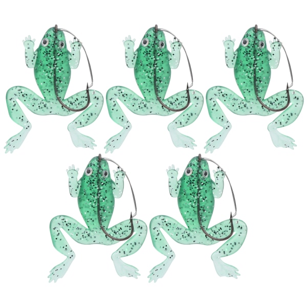 5 Stk Kunstig Simulering Gjennomsiktig Grønn Enkel Krok Myk Lure Agn Antihanging