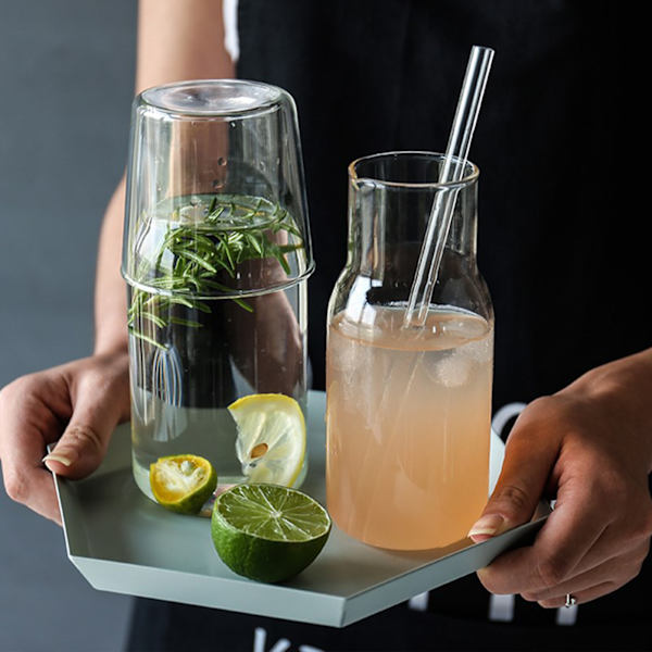 Glaskande Én Kop Sæt Glas Kaffe Mælk Kop Transparent Simpel Drikkekande