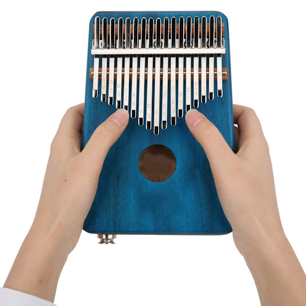 17 Keys Kalimba Mahagony EQ Thumb Piano Sisäänrakennettu pick-up kantolaukulla - Poro HornBlue