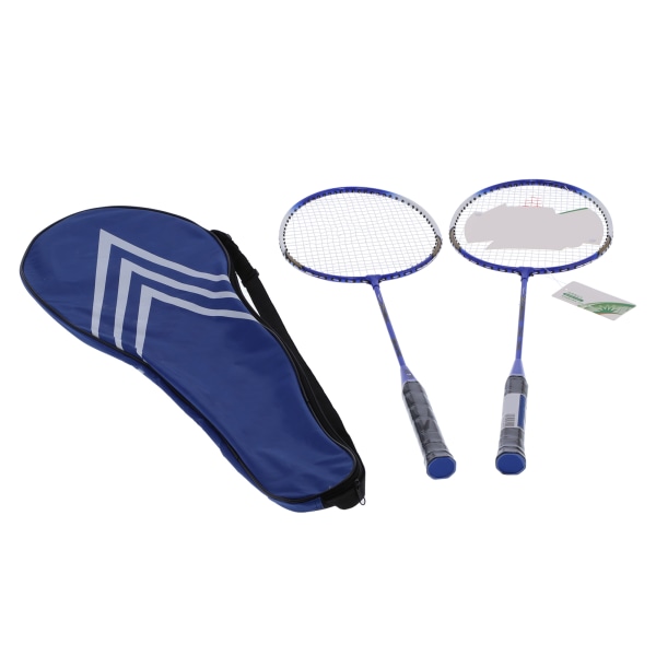SG8010 2-spiller badmintonketchersæt Letvægts fiber dobbeltketsjere til voksne og børn Blå