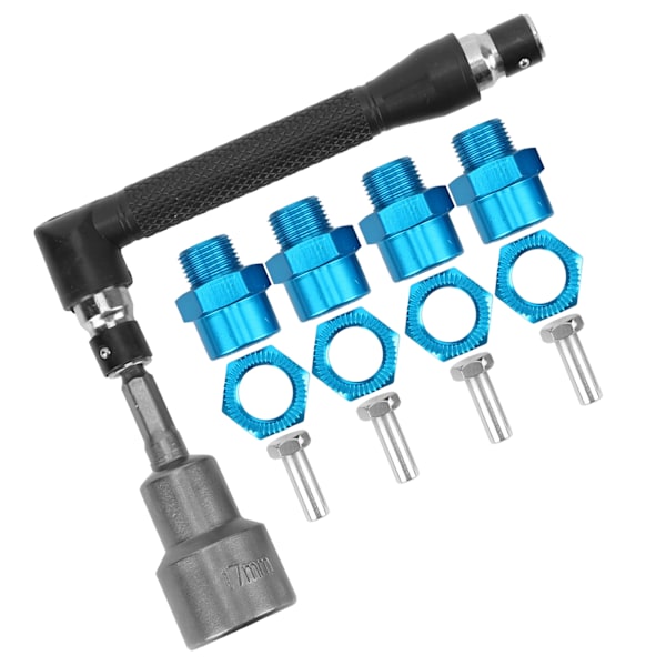 12 mm till 17 mm hjulsexnavskonverteringsadapter Set för 1/10 1/8 RC-bilar Blå