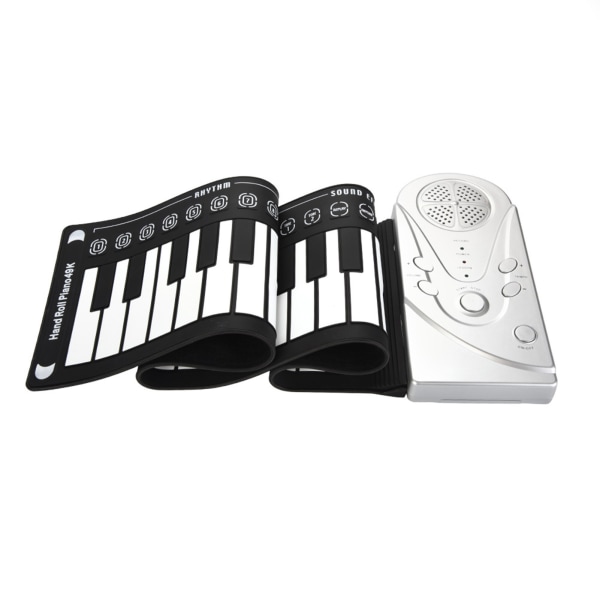 Bærbart elektronisk tastatur med 49 tangenter Håndrullende piano for barn Barn Nybegynnere (sølv)
