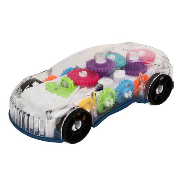Gjennomsiktig lekebil Fargerike bevegelige utstyr LED-lyseffekter Sjarmerende musikk for småbarn