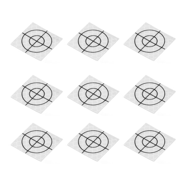100 stk selvklebende reflekterende arkharpiksreflektor klistremerker for totalstasjonundersøkelse 3x3cm