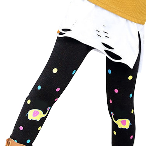 Flickor Leggings Varma Tjocka Hudvänliga Cartoon Print Över Häl Barn Tights Byxor för Höst Vinter S (Rekommenderad Höjd 90‑110cm / 35.4‑43.3in)