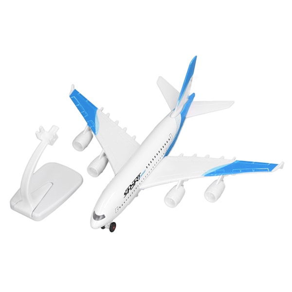 Legeringsflymodel Flymodel 5 Lys Passagerfly Legetøj med Display Stativ Blå