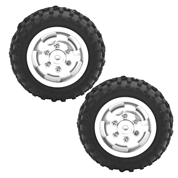 D12005 52mm RC bildäck Gummi Aluminiumlegering Antisladd däck för WPL D12 1/10 RC Truck(Silver S)