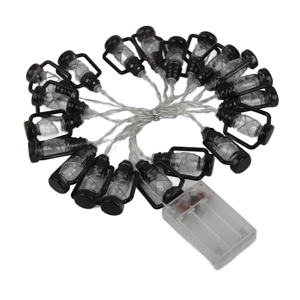 LED Sort Lanterne Lysstreng Retro Vandafvisende Energibesparende Plastik Mini Petroleum Lampe til Camping Varmt Hvid 3m 20 Lys med Blink