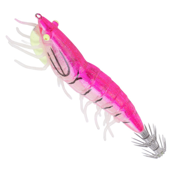 Falsk træ rejer agn fiskeri wobler blæksprutte jig kunstig lysende blæksprutte krog lokker pink