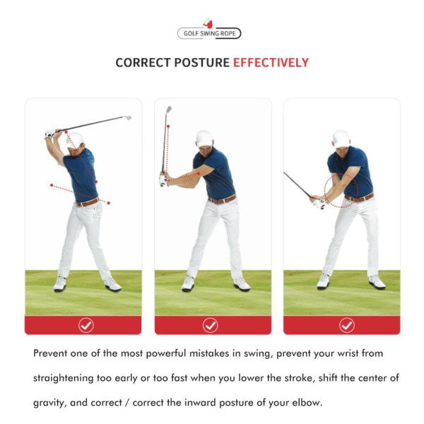 Svängträningshjälp Rep Golf Svängkorrigeringsverktyg Hållningsrörelsekorrigering Inomhusträningsutrustning för nybörjare