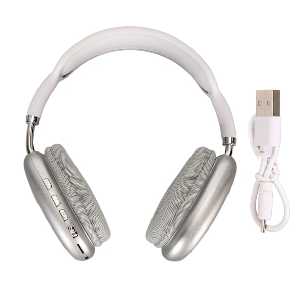 Bluetooth Hodetelefon HiFi Deep Bass Innebygd mikrofonstøtte Minnekort Trådløst headset for Running Travel White