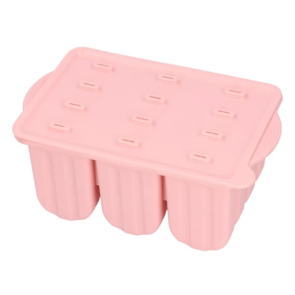 12 Gitre Silikone Isforme Bakke Ismaskiner Form med Låg og 50 Pinde Pink