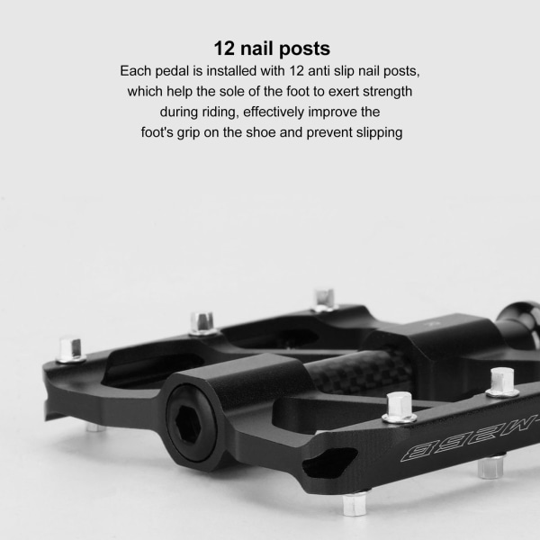 2 ST Road Bike Pedaler Aluminiumlegering Anti-Slip Lättvikts platta plattformspedaler för mountainbike Svart