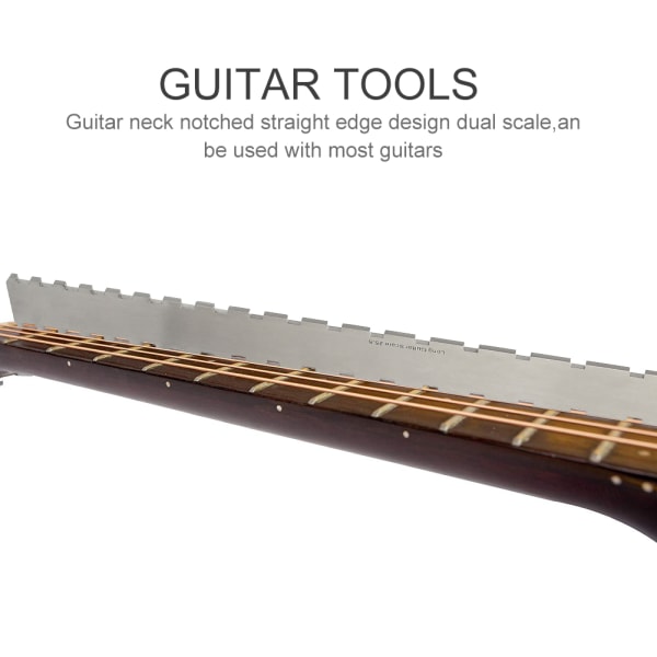 Elektrisk Guitar Hals Gribebræt med indhak lige kant og Fret Rocker Leveler Tool Sølv