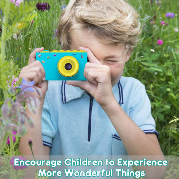 Blå digitalt børnekamera med TF-kort, 4x digital zoom, 8MP, 2 tommer TFT LCD-skærm