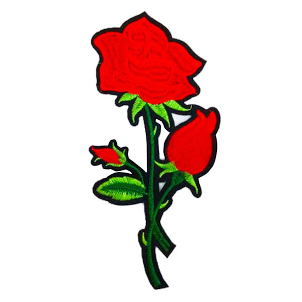 Rød Rose Brodere Patch Sød High End Udsøgt Blomster Strygning Patch til Jakker Tøj Skjorter Hatte Dekoration