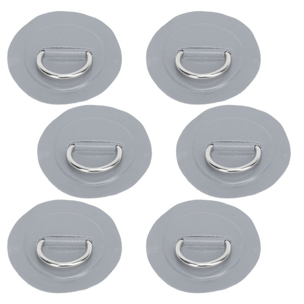 6 stk. PVC D Ring Patch Elastisk Reb Sæt Rustfrit Stål D Ring Patch Bungee Cord Sæt Grå