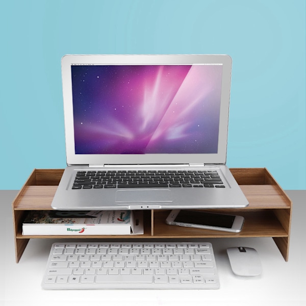 Skærmholder Computer Desktop Laptop Hylde Bord Bordbeslag Holder Opbevaringshylde (Kirsebærtræ)