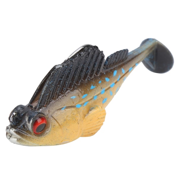 Djuplöpande paddel Svans Mjuk Fiskedrag 75mm/13g Antihängande botten Mjukt falskt bete (svart blå fläck)
