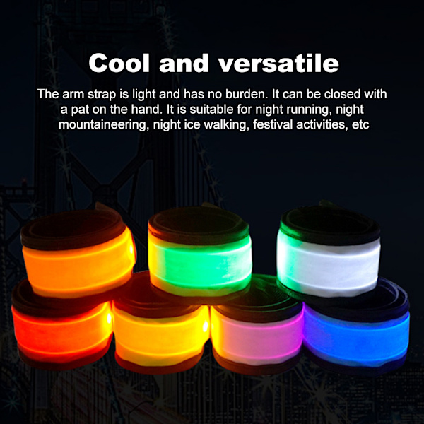 7 st LED Armband Lysande Armband Festtillbehör Natt Säkerhetsutrustning för Utomhuslöpning Cykling Camping