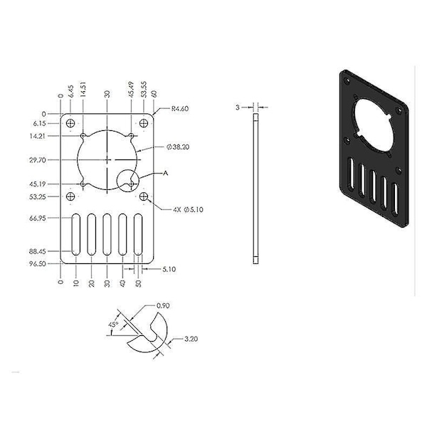 NEMA 23 Anodisert Stepper Motor Monterings Plate - 3D-printer Del