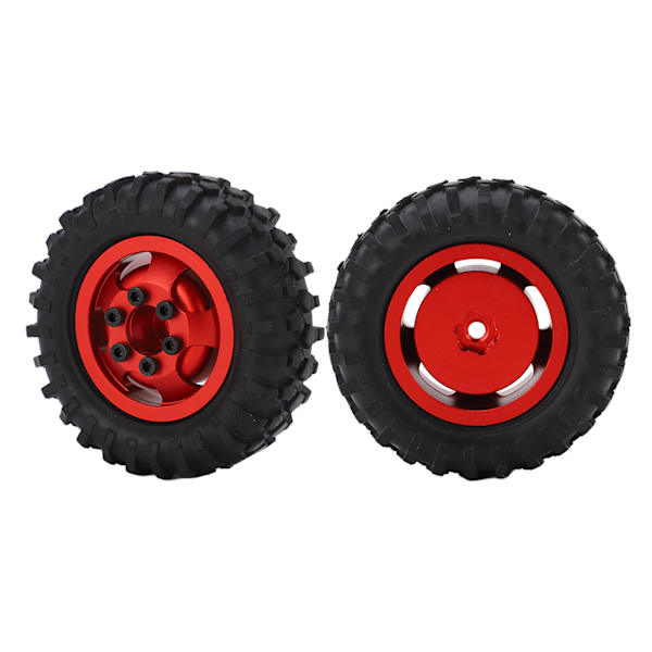 2 stk/sett 55 mm Metallfelger Dekksett for AXIAL SCX24 1/24 RC Bilfelg Gummidekk Rød