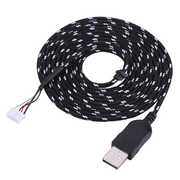 2,2 meter USB-kabel ledningserstatning for Steelseries kana mus Svart+Hvit