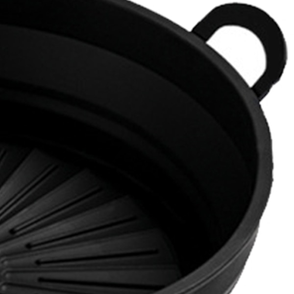 Foldbar 8,5 tommer friture silikoneforing fødevarekvalitet høj temperaturbestandig rund friture silikonepotte 8,5 tommer sort