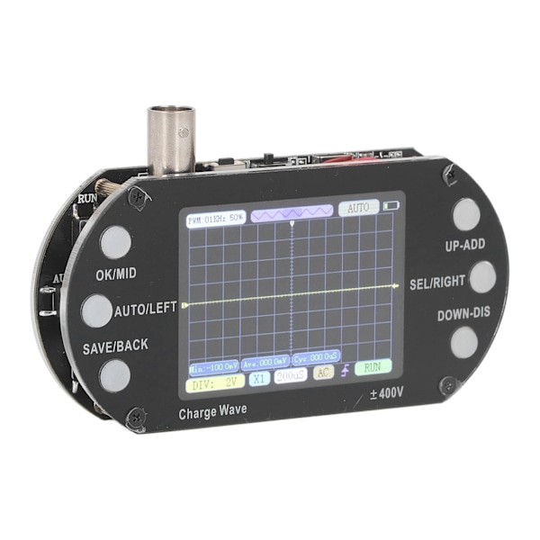 Digital oscilloskop 2,5 MHz sampling 2,4 tum TFT-skärm 320x240 upplösning signalvågform transistor
