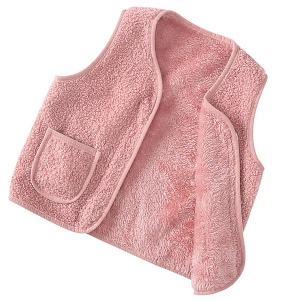 Pink Fleece Vest til Børn - Drenge og Piger - Blød og Varmt - Lynlås - Ærmeløs Jakke - Udendørsbeklædning med Lommer - 120cm