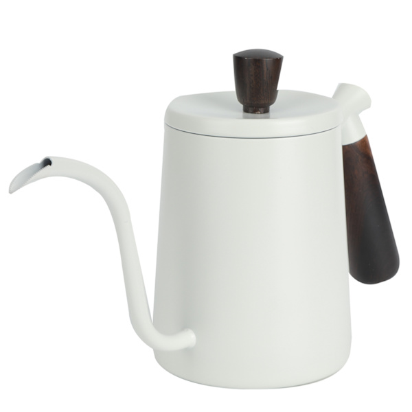 700 ml bärbar kaffekanna i rostfritt stål med lång gåshals och pip för hällning över kaffe, för hem och kafé, vit, 700 ml