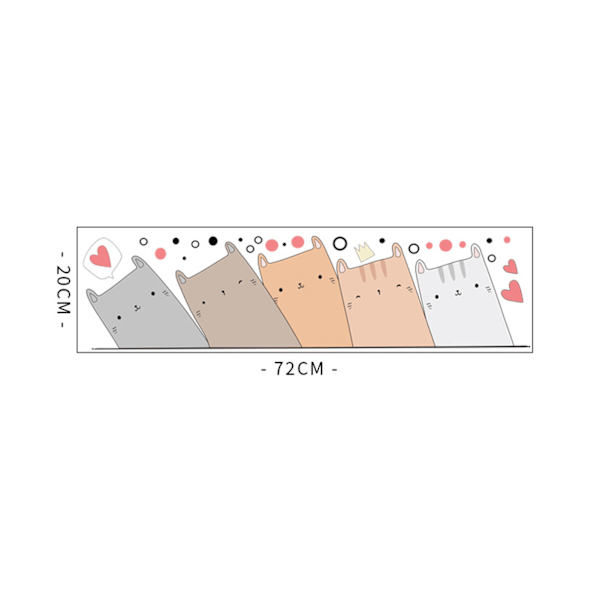 Söta katttecknade bilstickers PP väggsticker vattentäta bildekaler för hemdekoration färgglada 20x72 cm / 7,9x28,4 tum