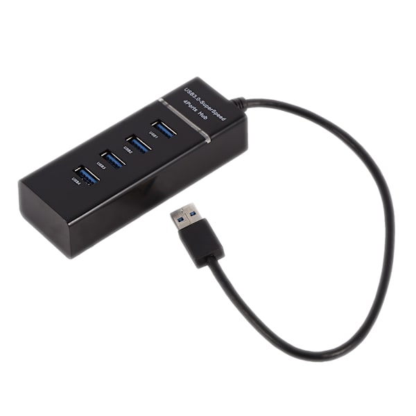 High Speed ​​4 Port USB 3.0 Hub Converter Adapter Bærbar Extender til Macbook kortlæser Sort