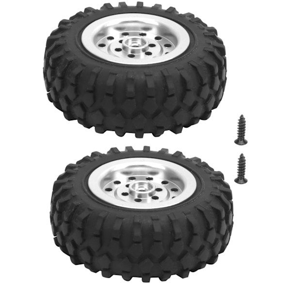 55 mm/2,2 tum RC lastbilsdäck med skruv Aluminiumlegering Gummi Antisladd för WPL D12 1/10(Silver S)